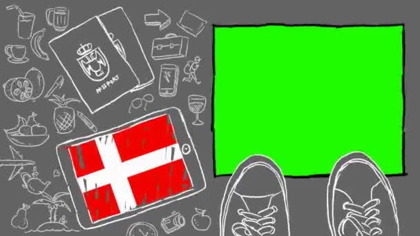 Dinamarca Turismo Dibujado Mano — Vídeos de Stock