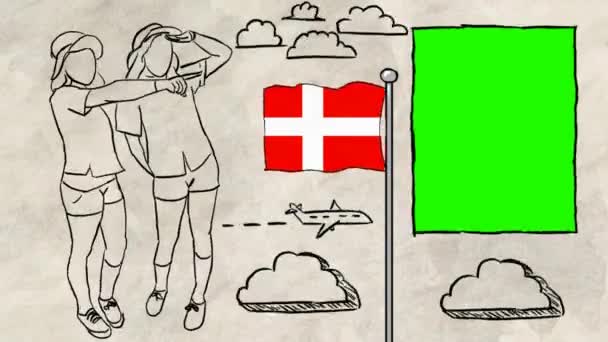 Denmark Hand Drawn Tourism — Stock Video