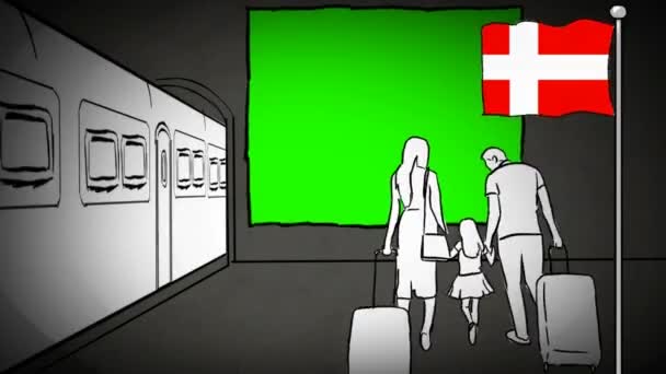 Denemarken Hand Getekende Toerisme — Stockvideo