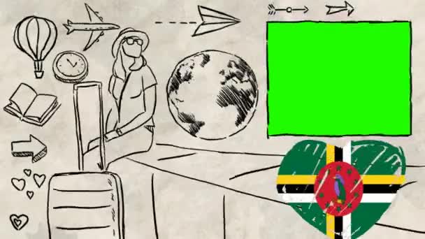 Dominica Hand Getekende Toerisme — Stockvideo