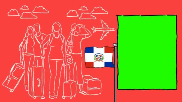 République Dominicaine Tourisme Dessiné Main — Video