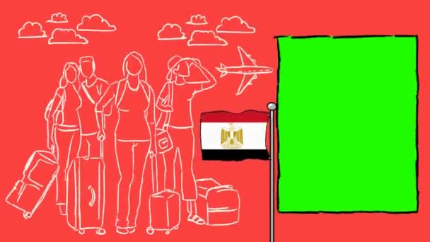 Egipto Dibujado Mano Turismo — Vídeos de Stock