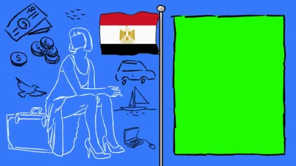 Egipto Dibujado Mano Turismo — Vídeo de stock