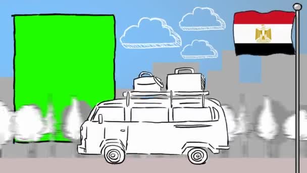Ägyptens Handgezeichneter Tourismus — Stockvideo