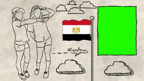 Egypte Hand Getekende Toerisme — Stockvideo