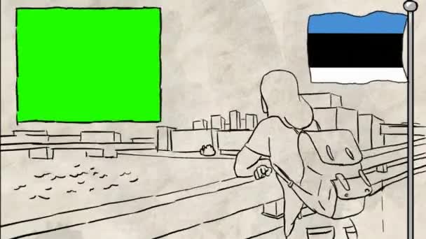 Estonsko Ručně Tažené Cestovního Ruchu — Stock video
