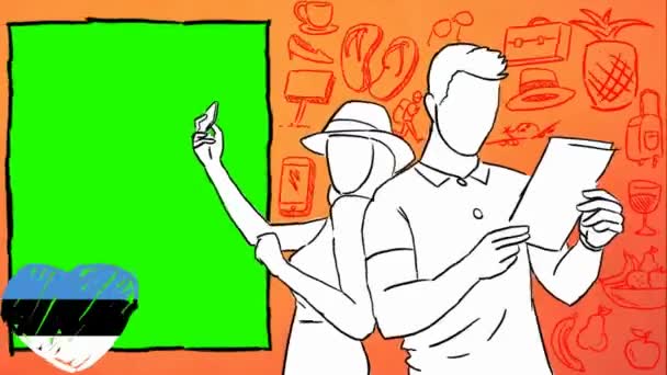 Estonia Hand Drawn Tourism — Stock Video