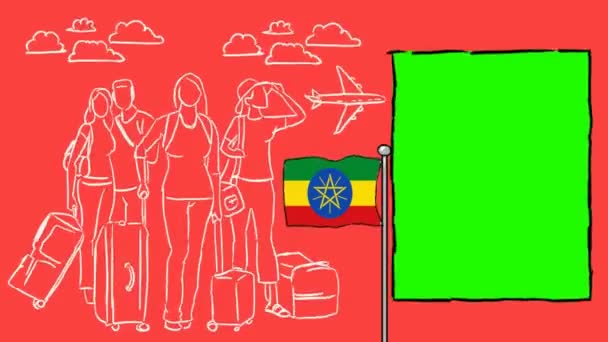 Etiopia Turismo Disegnato Mano — Video Stock