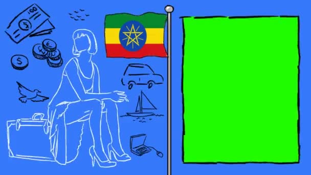 Ethiopia Hand Drawn Tourism — Stock Video