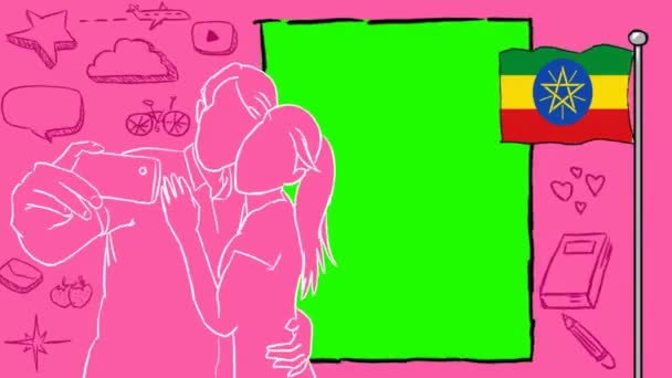 Ethiopia Hand Drawn Tourism — Stock Video