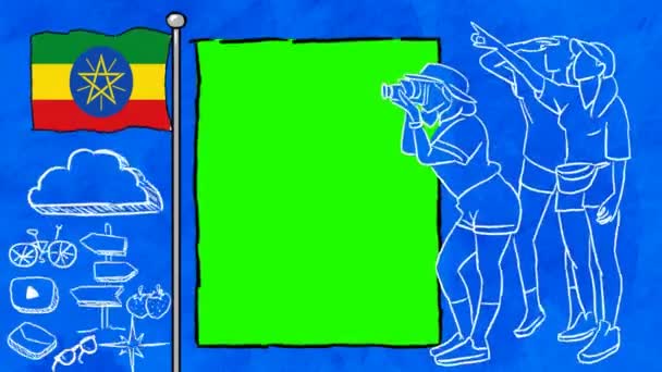 Etiópia Turismo Desenhado Mão — Vídeo de Stock