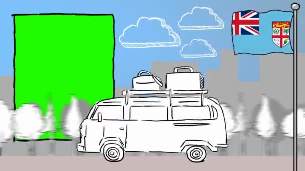 Fiji Dibujado Mano Turismo — Vídeos de Stock