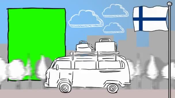 フィンランド手描きの観光 — ストック動画