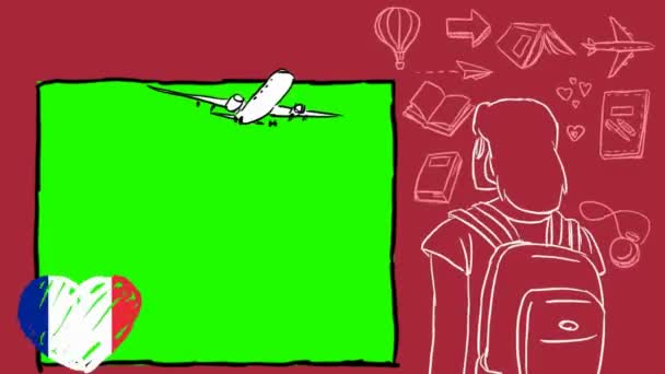 France Hand Drawn Tourism — Stock Video