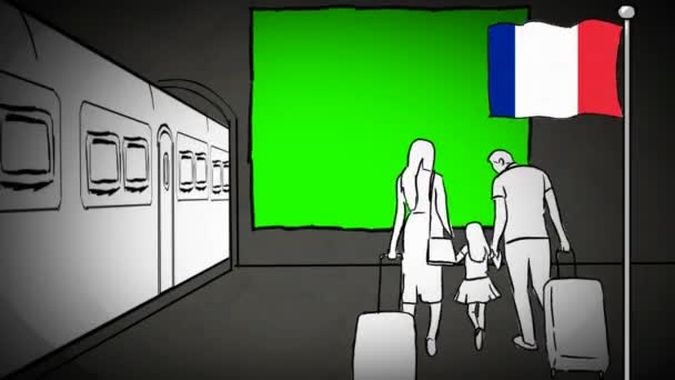 Frankrike Hand Dras Turism — Stockvideo