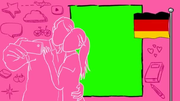 Germany Hand Drawn Tourism — Stock Video