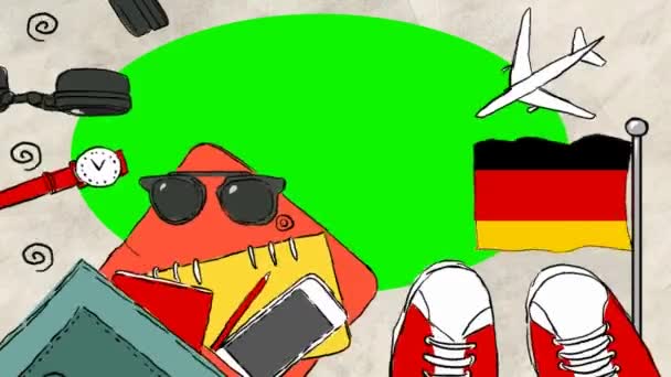 Tyskland Hand Dras Turism — Stockvideo