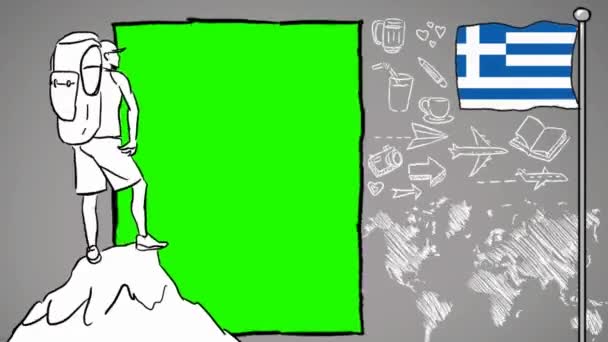 Griego Mano Dibujado Turismo — Vídeos de Stock
