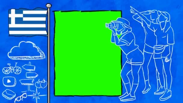ギリシャ手描きの観光 — ストック動画