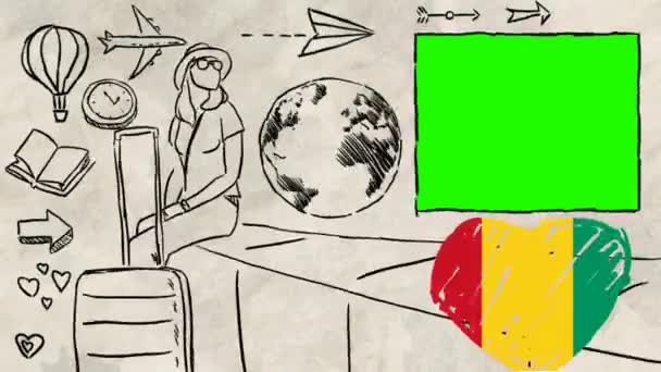 Guinea Hand Drawn Tourism — Stock Video