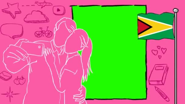 Guyana Hand Drawn Tourism — Stock Video