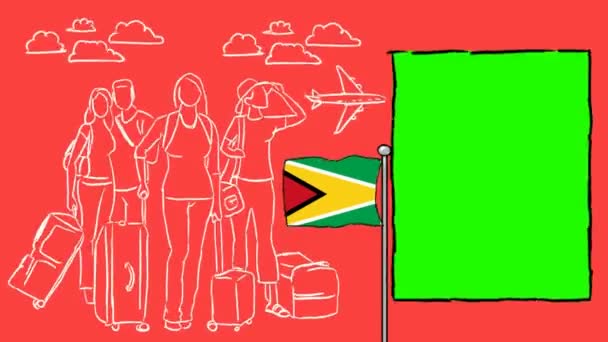 Guyana Dibujado Mano Turismo — Vídeos de Stock
