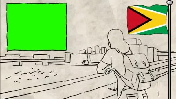 Guyana Turismo Disegnato Mano — Video Stock