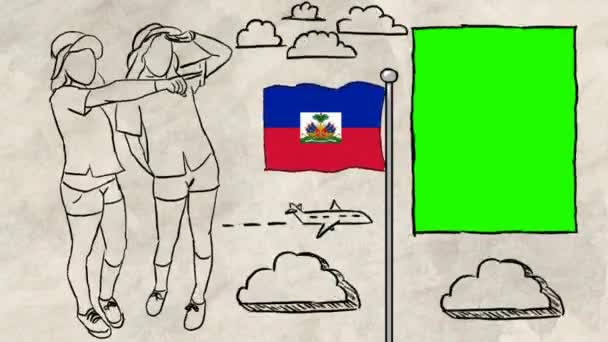 Haití Turismo Dibujado Mano — Vídeo de stock