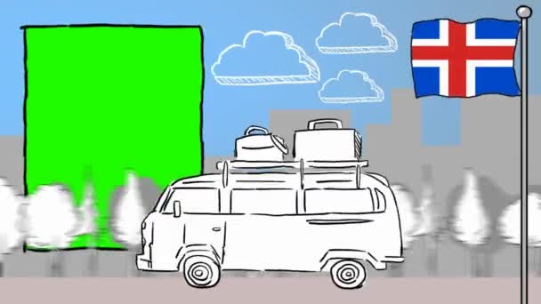 Islandia Dibujado Mano Turismo — Vídeo de stock