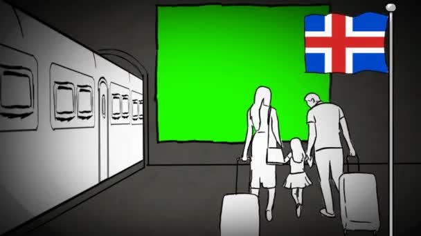 Islandia Dibujado Mano Turismo — Vídeos de Stock
