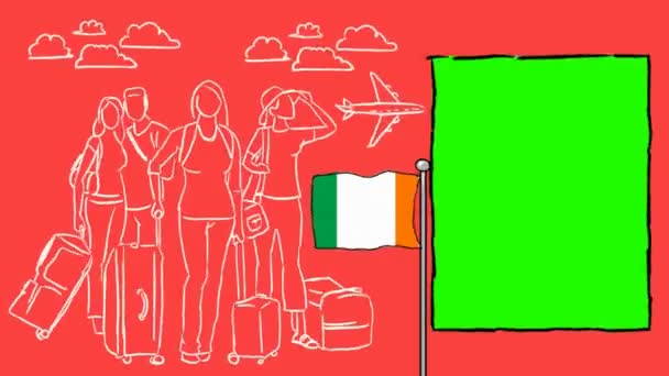 Irlanda Turismo Disegnato Mano — Video Stock