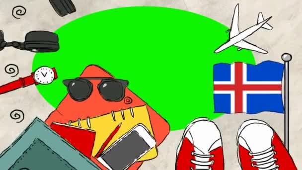 Islanda Turismo Disegnato Mano — Video Stock