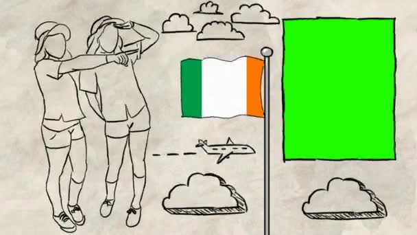 Irlanda Turismo Dibujado Mano — Vídeos de Stock
