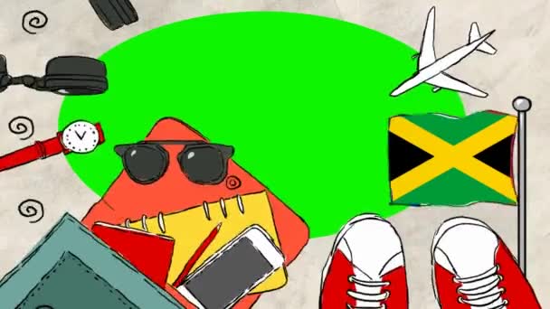 Jamaica Hand Drawn Tourism — Stock Video