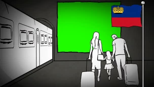 Liechtenstein Dibujado Mano Turismo — Vídeos de Stock