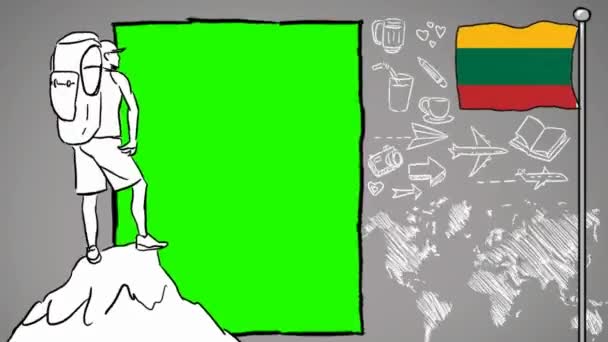 Lithuania Hand Drawn Tourism — Stock Video