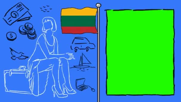 Lithuania Hand Drawn Tourism — Stock Video