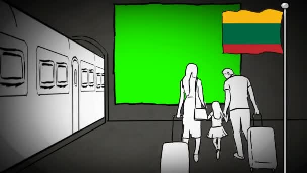 Lituânia Turismo Desenhado Mão — Vídeo de Stock