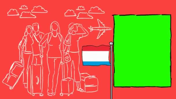 Luxemburg Handgezeichneter Tourismus — Stockvideo