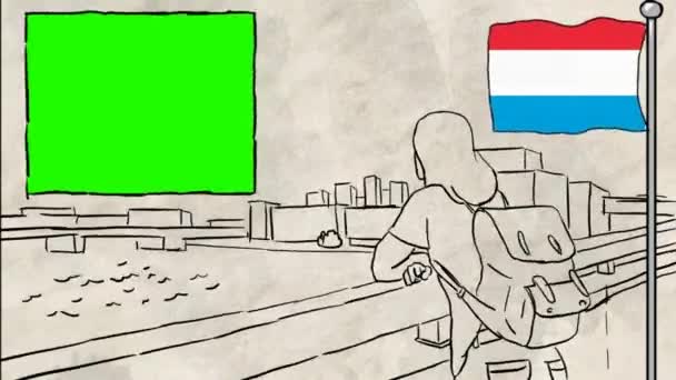 卢森堡手绘旅游 — 图库视频影像