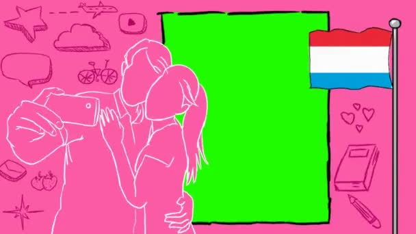 Luxembourg Hand Drawn Tourism — Stock Video