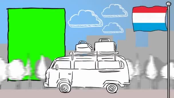 Lussemburgo Turismo Disegnato Mano — Video Stock