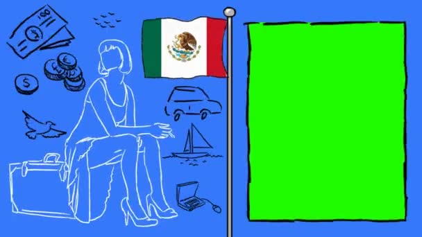 Mexikos Handgezeichneter Tourismus — Stockvideo