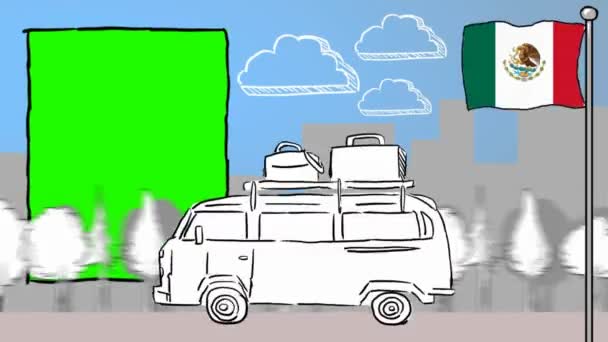 Messico Turismo Disegnato Mano — Video Stock