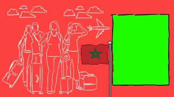 Marokko Hand Getekende Toerisme — Stockvideo