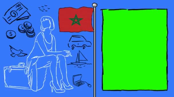 Marrocos Turismo Desenhado Mão — Vídeo de Stock