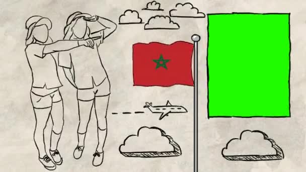 Morocco Hand Drawn Tourism — Stock Video