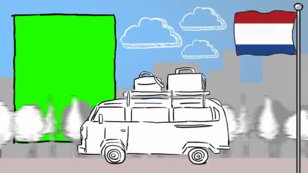 Netherlands Hand Drawn Tourism — Stock Video