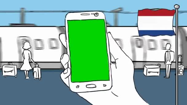 Netherlands Hand Drawn Tourism — Stock Video