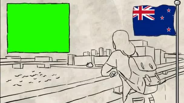 Nouvelle Zélande Tourisme Dessiné Main — Video